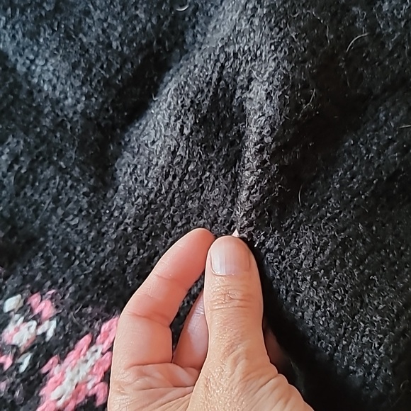 Hooked Up fairisle sweater, size small, black, pink, and white. - Picture 3 of 3